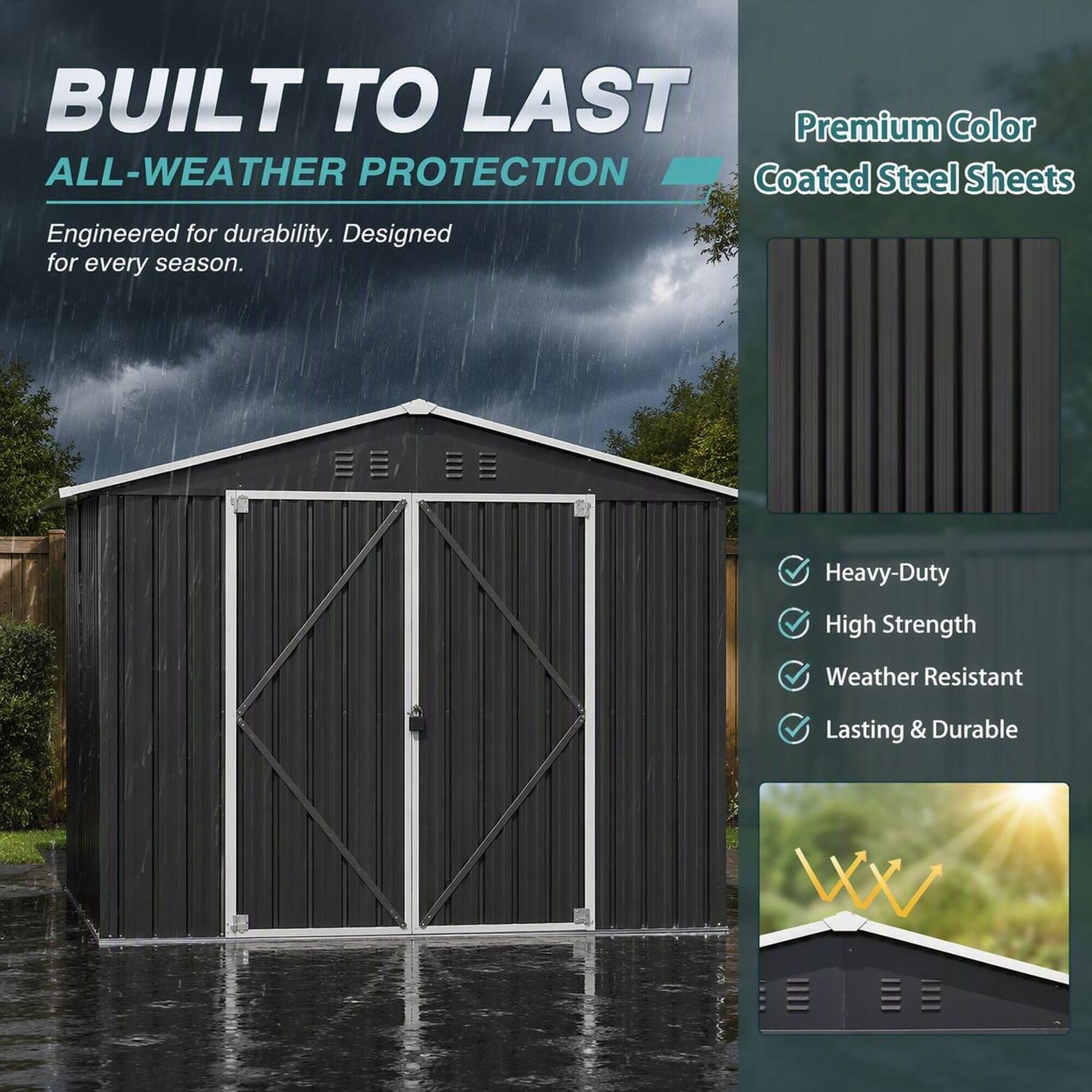 BUILT TO LAST  
ALL-WEATHER PROTECTION  
Engineered for durability. Designed for every season.  

Premium Color Coated Steel Sheets  

Heavy-Duty  
High Strength  
Weather Resistant  
Lasting & Durable