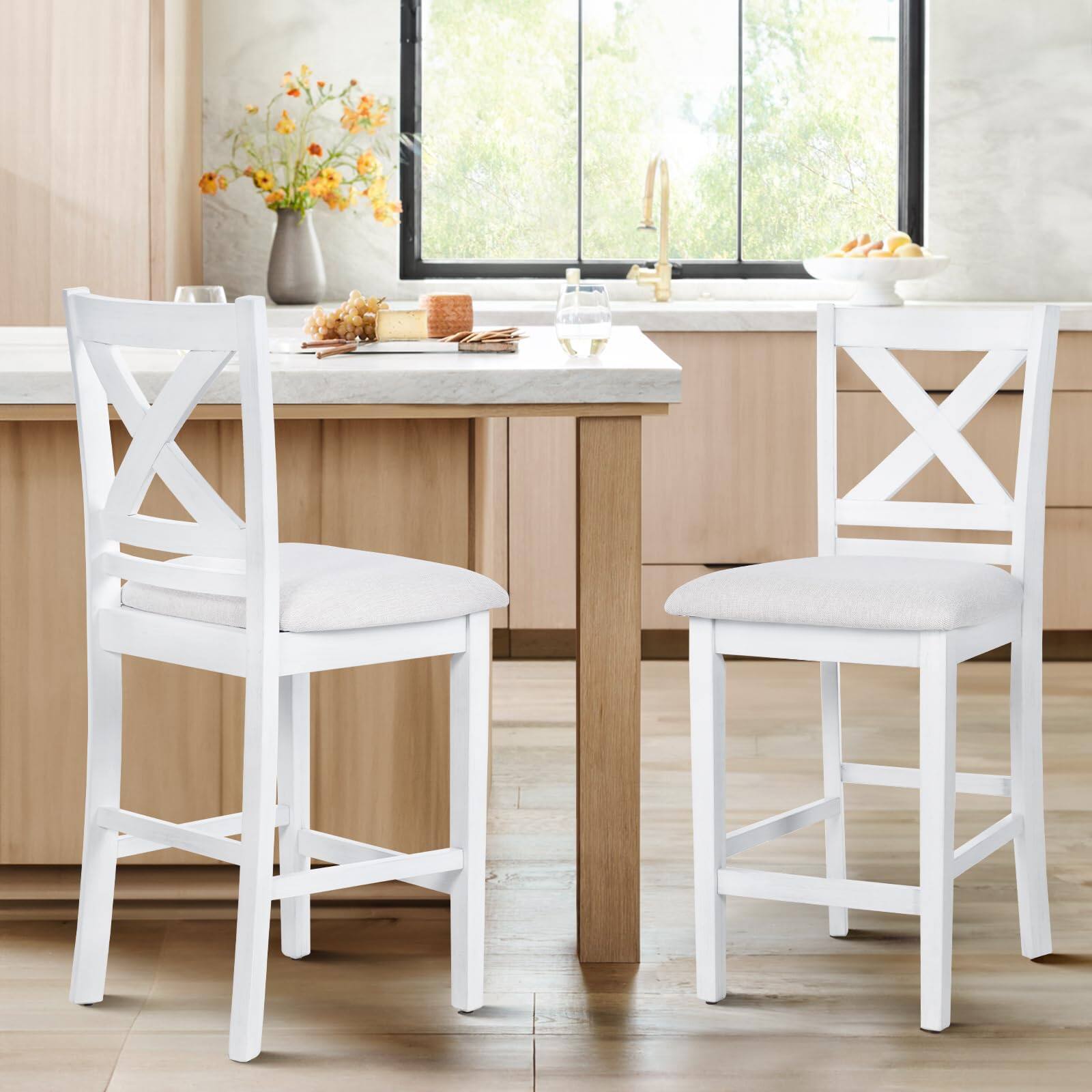 Grey White Wash Set of 2 Cross Back