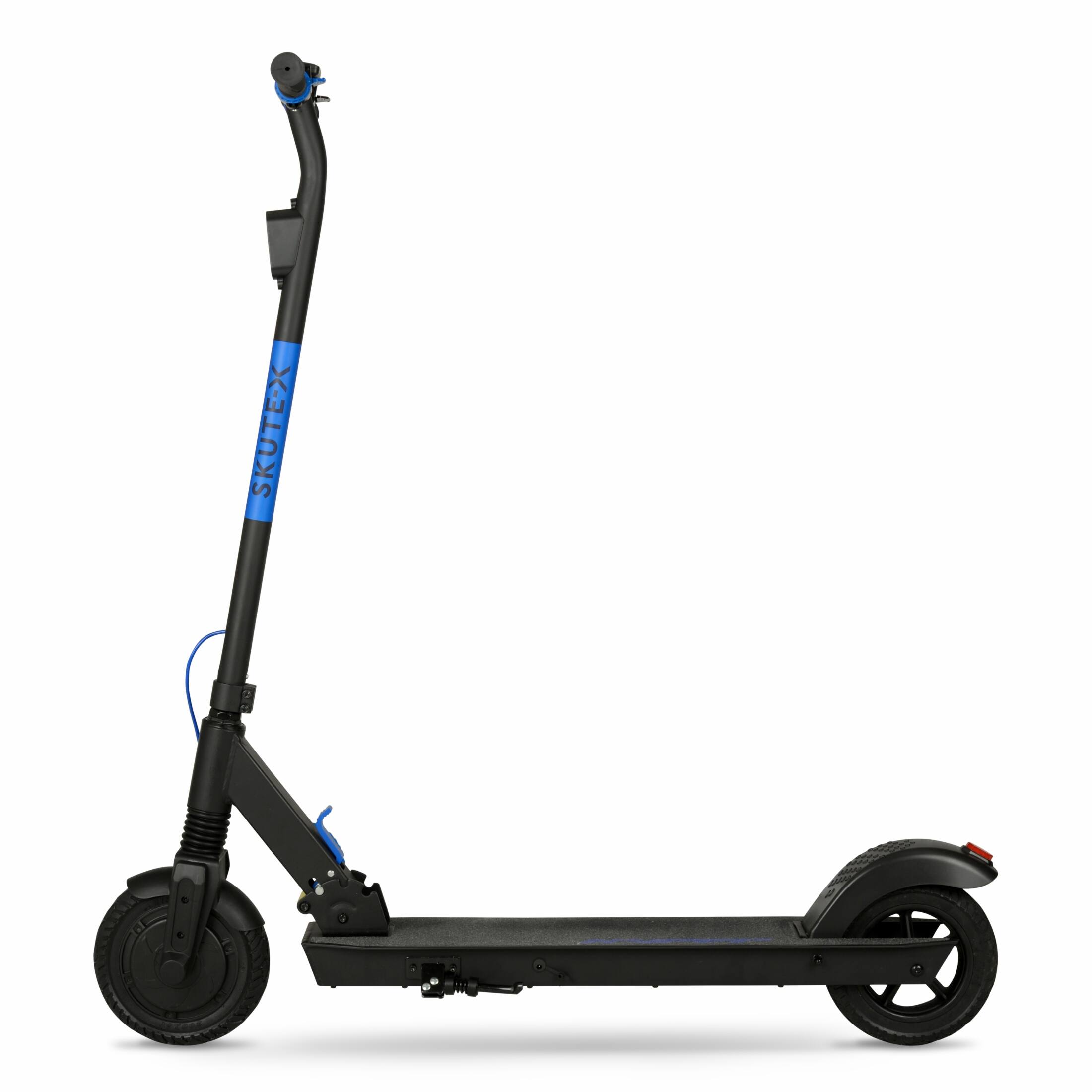 Alt View 3. Hyper - SKUTE X Adult & Teen Foldable Lithium Electric Scooter - 15MPH Speed - 12 Mile Range - Throttle -UL APPROVED & CERTIFIED - Black/Blue.