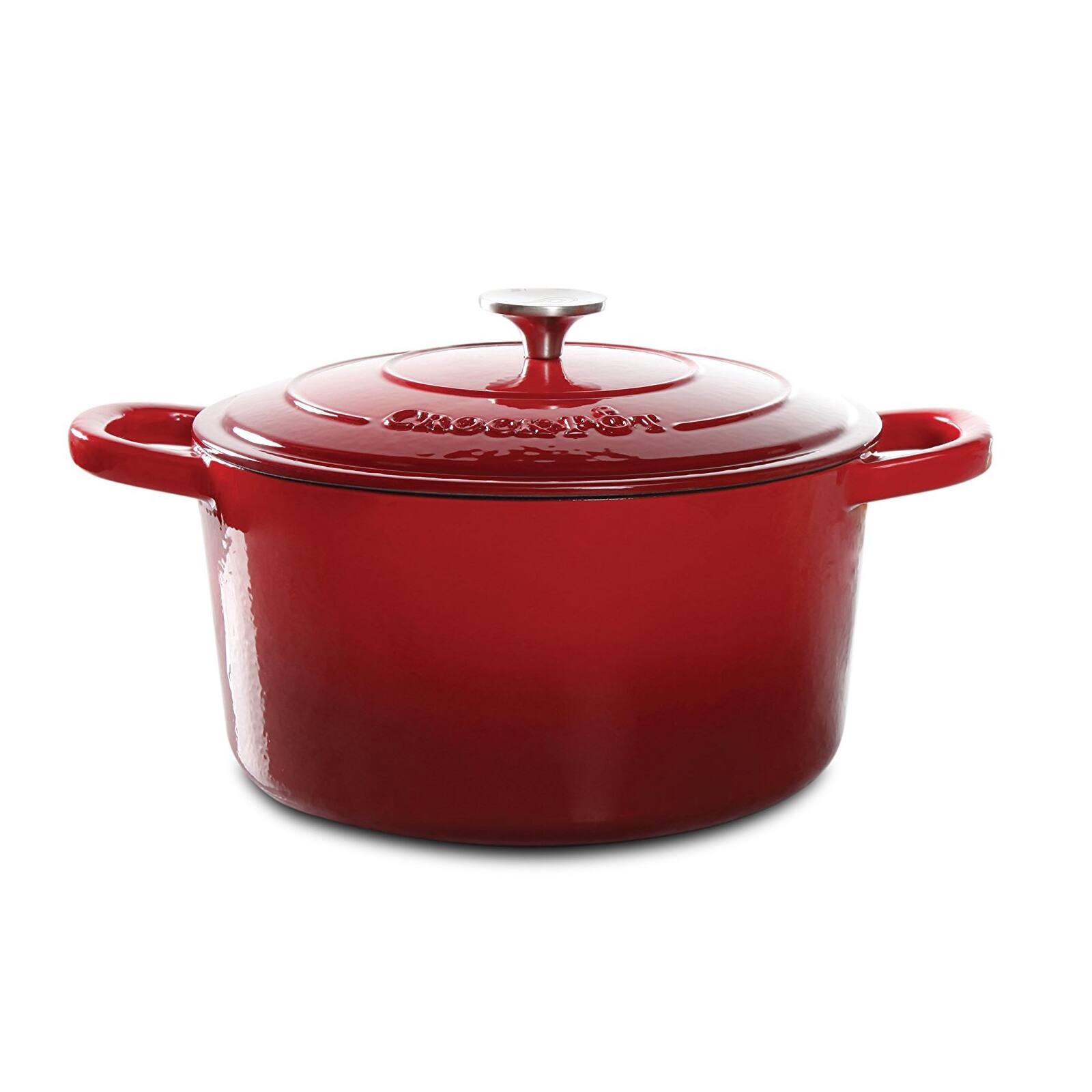 Alt View 5. Crockpot - Crock Pot Artisan 7 Quart Oval Enameled Cast Iron Dutch Oven in Scarlet Red - Red.