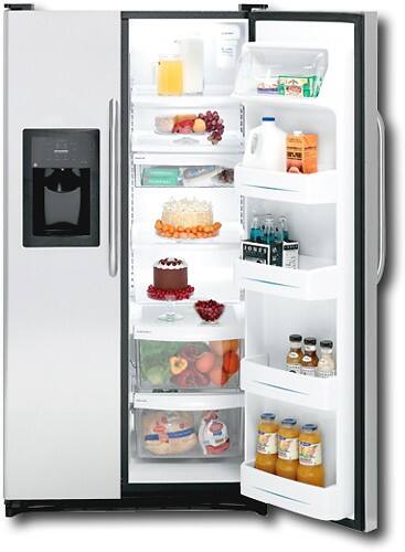 Front Standard. GE - 22.0 Cu. Ft. Side-by-Side Refrigerator with Thru-the-Door Ice and Water - Stainless-Steel.