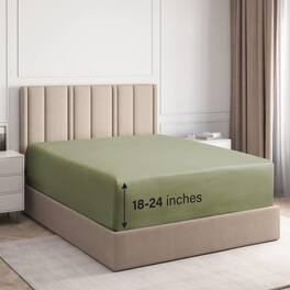 CGK Linens - Extra Deep Pocket Elasticized Fitted Sheet Only - Fits 18"-24" Mattresses - Twin XL - Sage Green