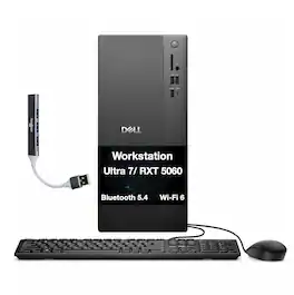 Dell - Tower ECT1250 Desktop (Ultra 7 265F, 32GB, 1TB SSD, GeForce RTX 5060, WiFi 6, Bluetooth 5.4, Win 11 Home) w/USB Hub - Black