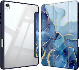 Fintie - Clear Case for Samsung Galaxy Tab S11 11 Inch 2025, Model SM-X730/X736B, Transparent Back Shell Shockproof Cover - Ocean Marble