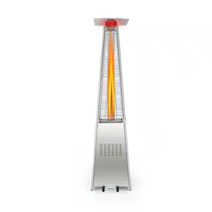 Front. Mondawe - 42000 BTU Pyramid Patio Heater with Wheels - Silver.