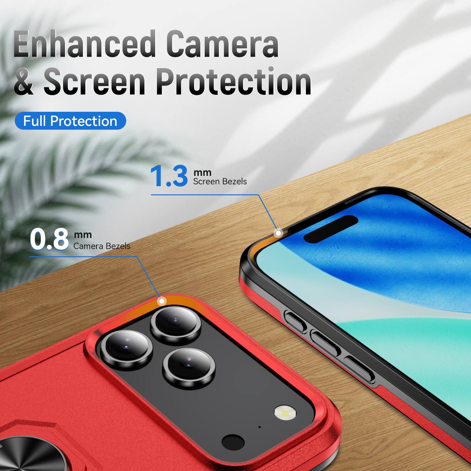 Enhanced Camera & Screen Protection  
Full Protection  
1.3 mm Screen Bezels  
0.8 mm Camera Bezels