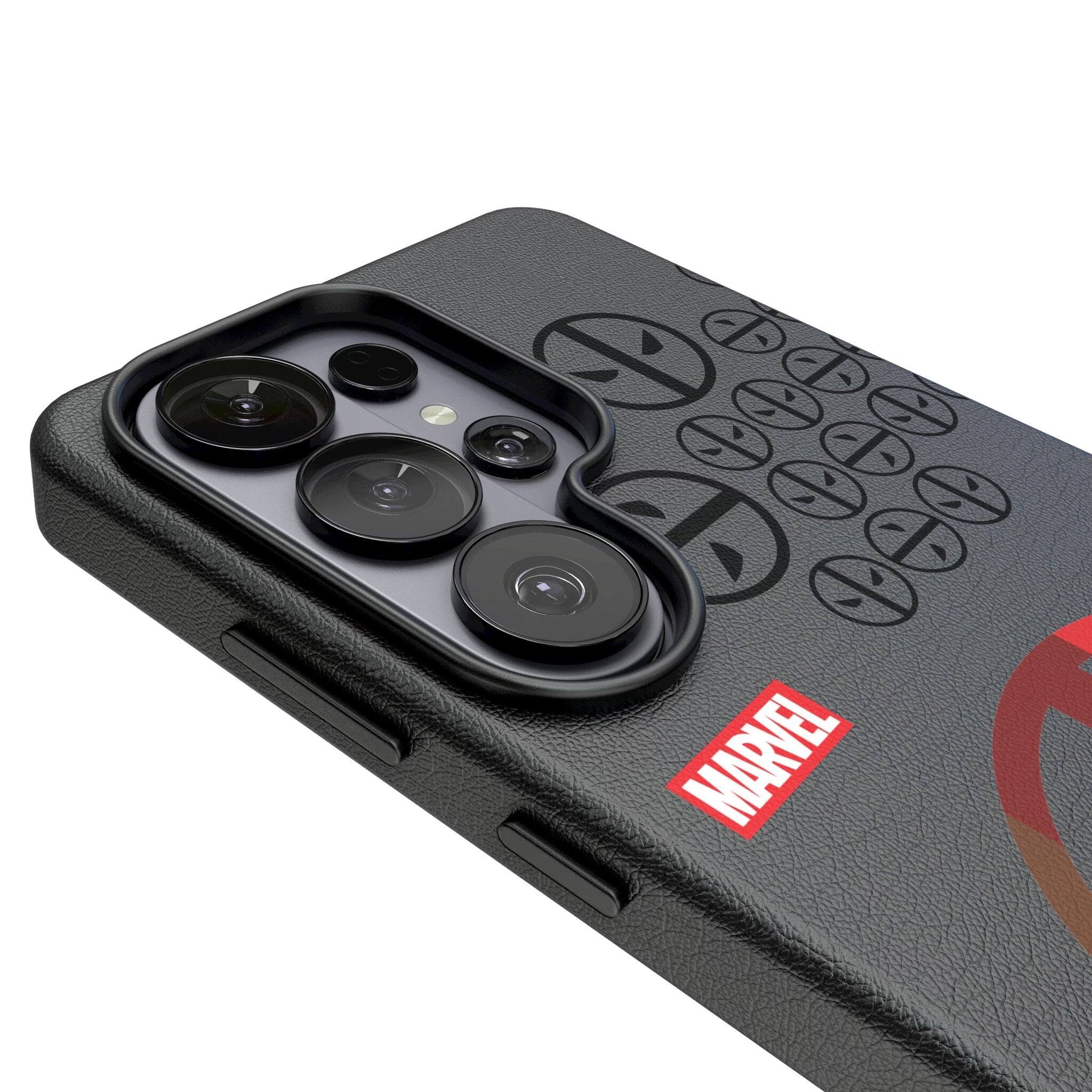 Left. Keyscaper - Marvel Sigil MagSafe Compatible Phone Case - Samsung Galaxy S26 - Deadpool.