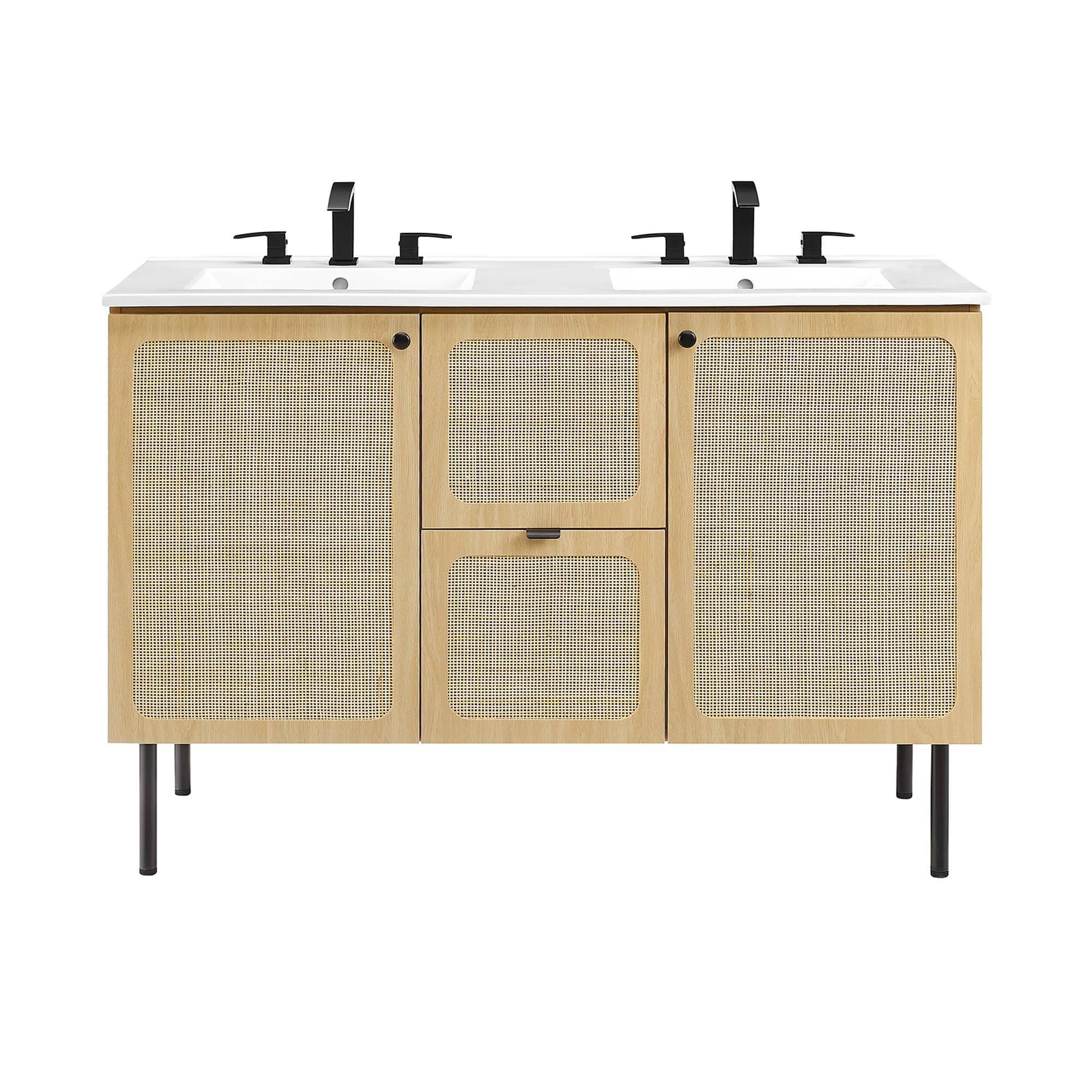 Alt View 8. Modway - Chaucer 48" Bathroom Vanity with White Basin Included by Modway - Oak White.