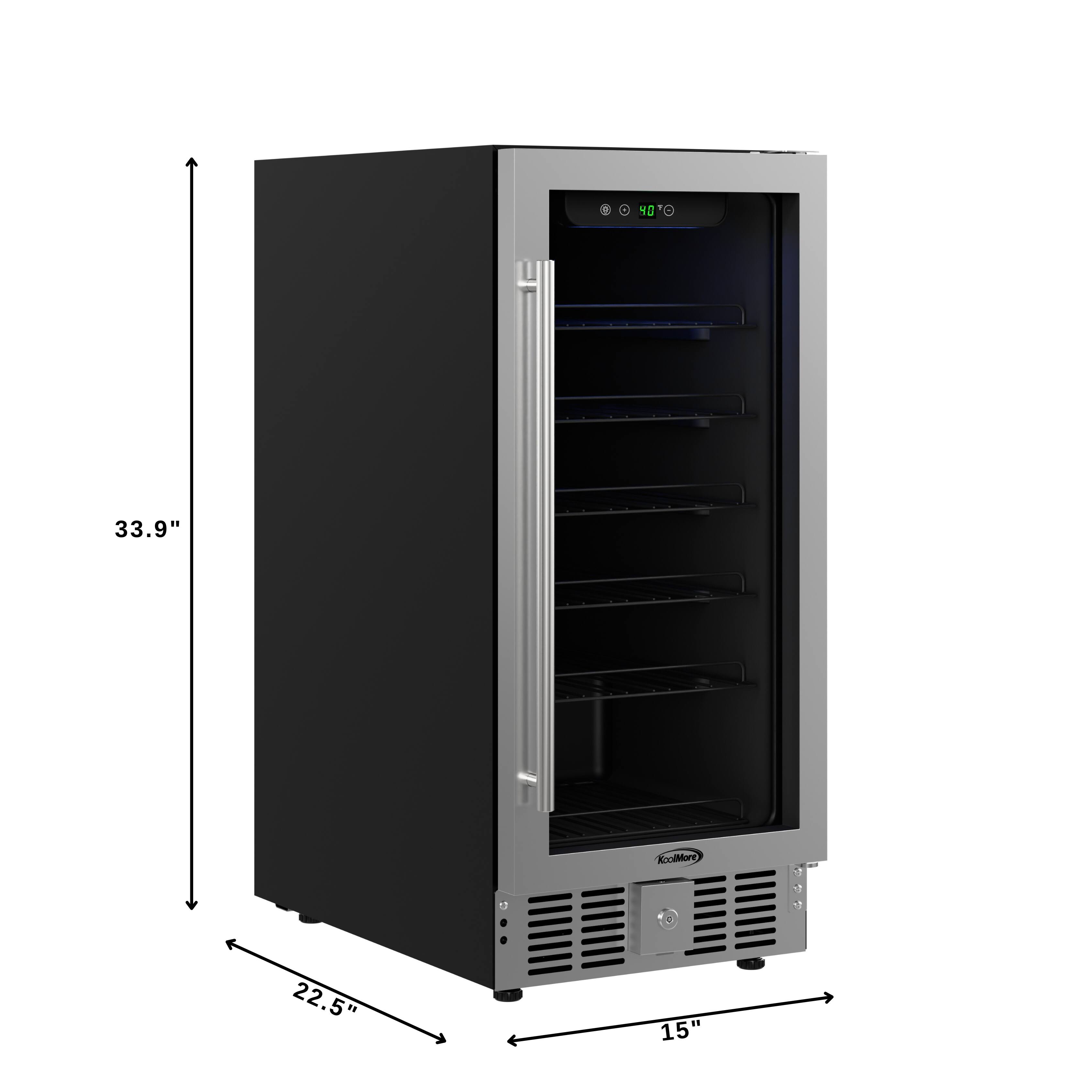 Koolmore 15 in. Small Stainless Steel, Glass Door Built In