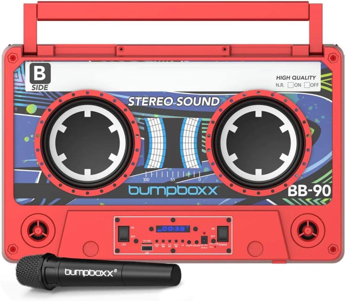 B SIDE STEREO SOUND HIGH QUALITY N.R. ON OFF 100 55 0 bumpboxx BB-90 BEOO ON DFF OFF LED PORES bumpboxx