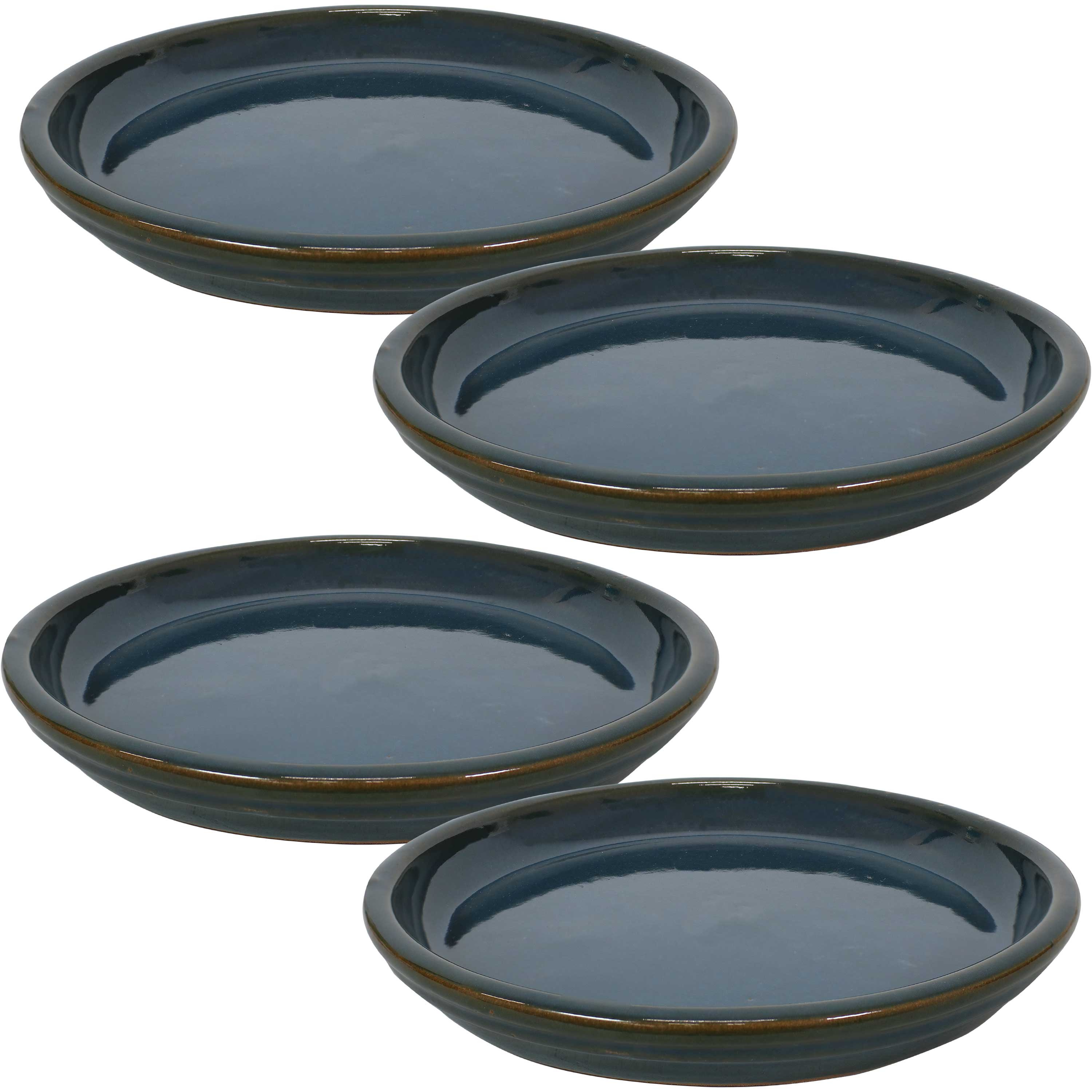 Sunnydaze - 12 in Ceramic Flower Pot/Plant Saucer - Set of 4 - Forest Lake Green price history on PriceWatchPro