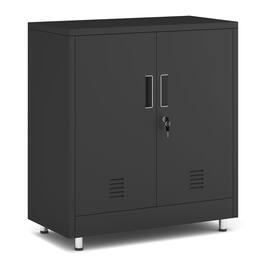 Cedar Assembly - Metal Storage Cabinet with Locking Doors and Adjustable Shelf, Lockable Sideboard Buffet Cabinet for Home O - Black