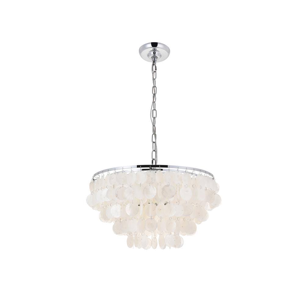 Alt View 6. Living District - Selene 4 light Chrome Pendant - Chrome And White.