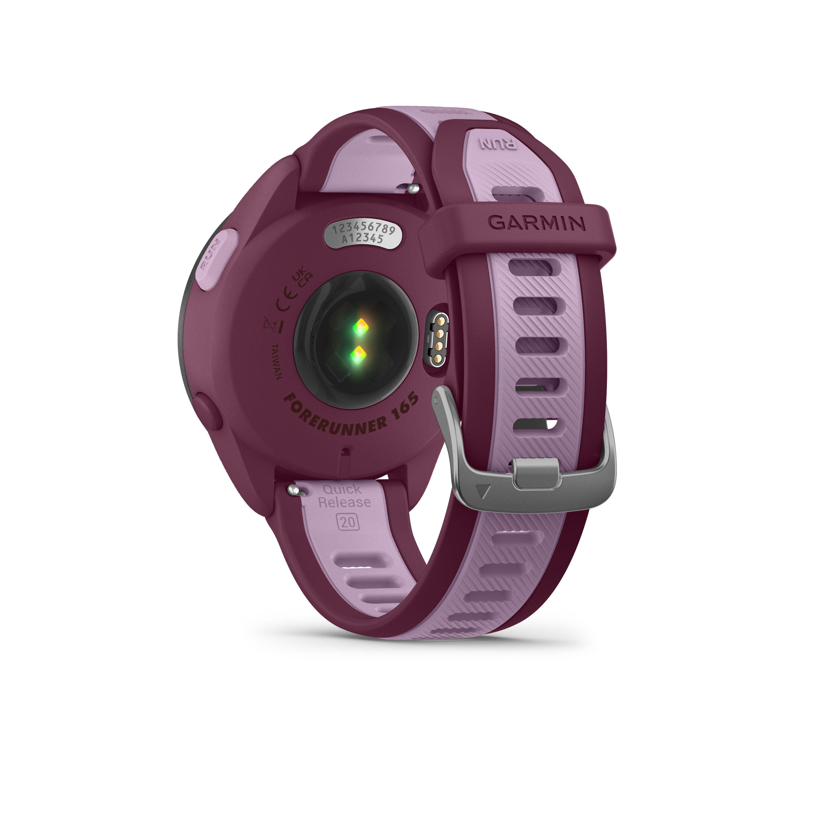 123456789  
GARMIN A12345  
FORERUNNER 165  
Quick Release 20