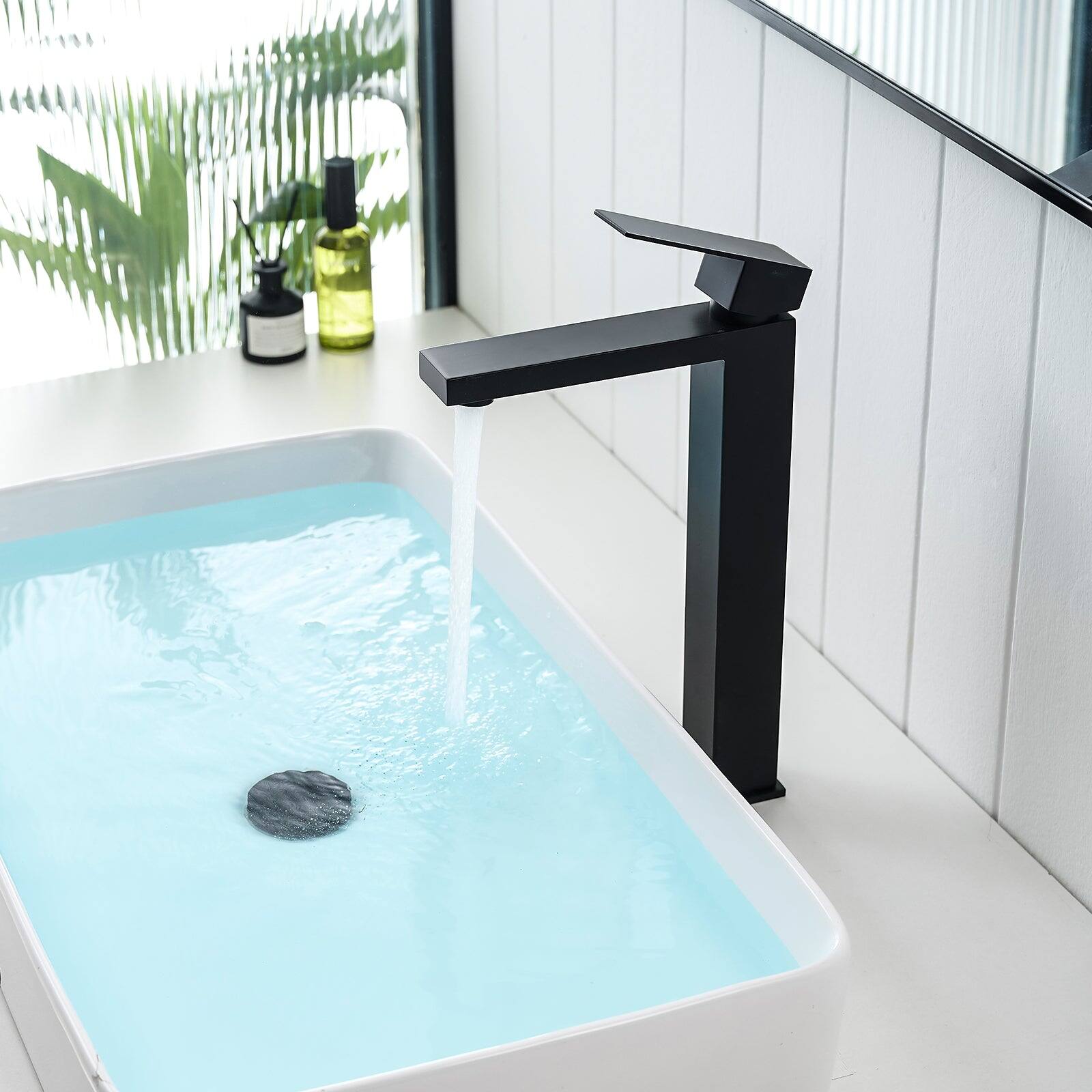 Alt View 2. Boyel Living - Single Handle Single Hole Bathroom Faucet Stainless Steel Vessel Faucet with Pop up Drain in Matte Black - Matte Black.