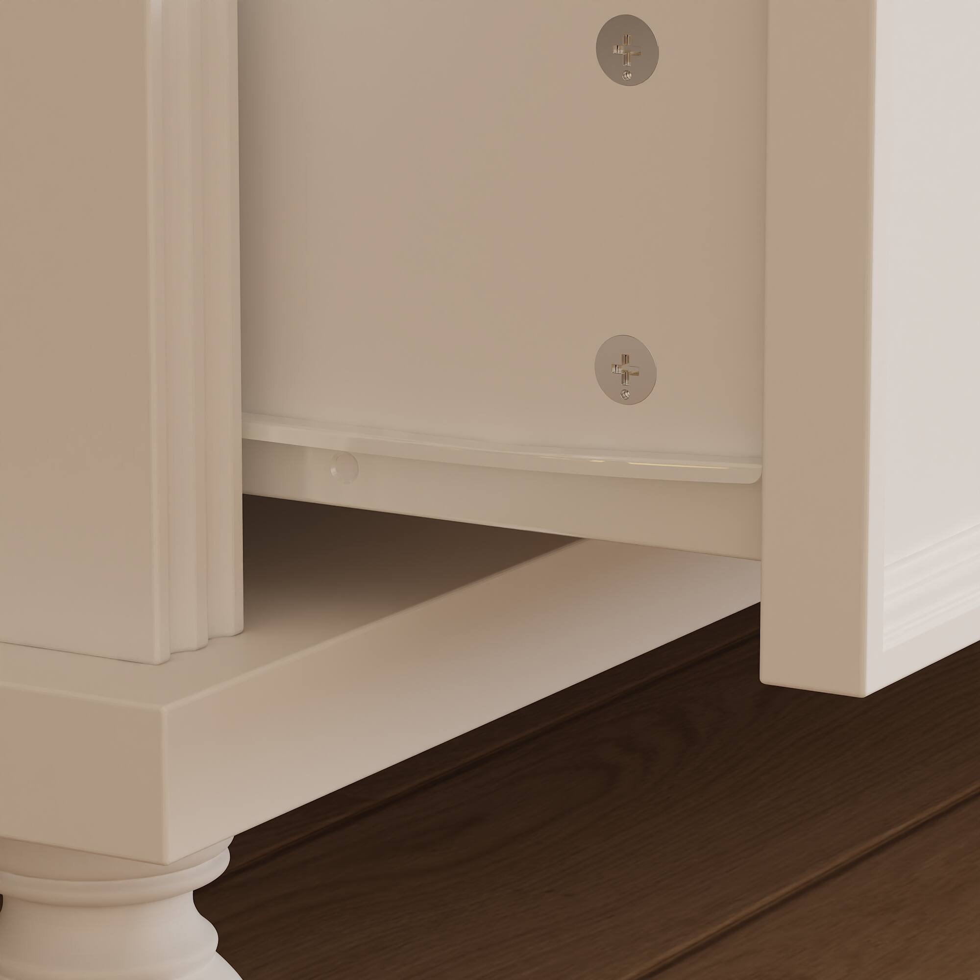 Alt View 5. Famapy - Curved Glass Door Bookshelf with Drawers – Elegant Display & Home Storage Organizer - White.