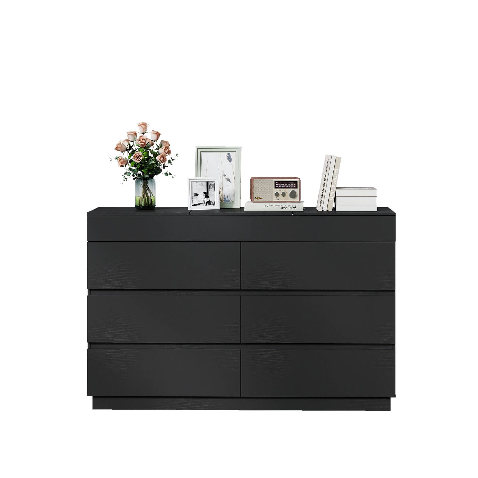 Alt View 1. Winado - 6-Drawer Chests of Drawers Dresser with Flip-Top Mirror and Hidden Compartment Storage Cabinet for Bedroom Living Room - Black.