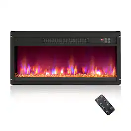 LUCKY ONE - 26 Inch Recessed Electric Fireplace Insert with Remote & 8 Flame Colors - Black