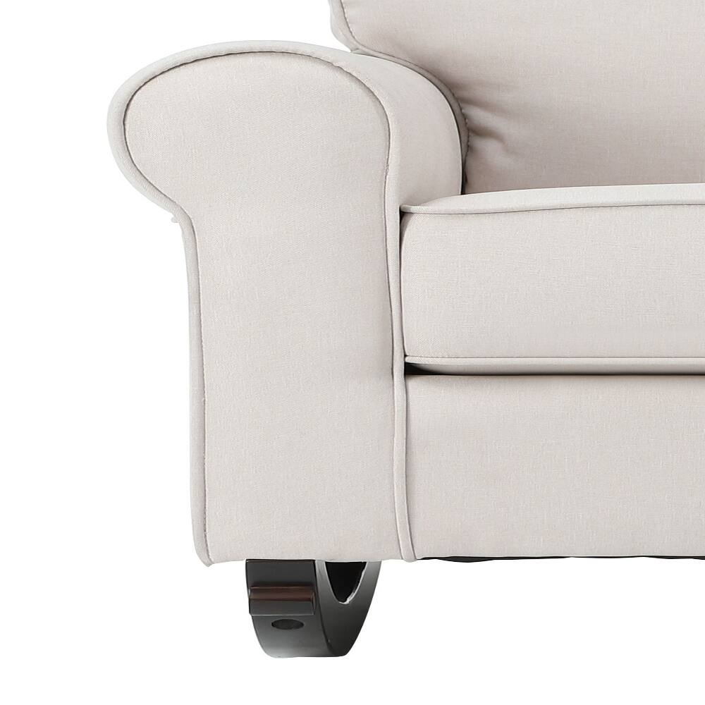 Alt View 4. Loheer - Loheer Beige Fabric Rocking Chair Wooden Legs Upholstered Rocker - Beige.