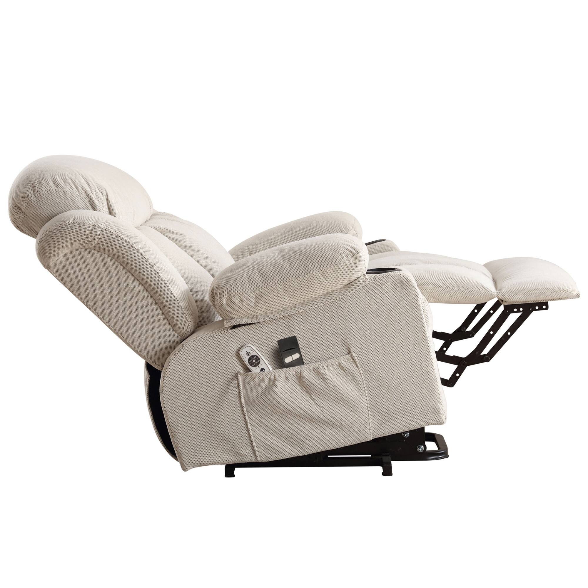 Alt View 8. GOODSILO - Power Lift Recliner Chair with Heat & Massage, Electric Fabric Recliner for Elderly with USB Port & Remote - Beige.