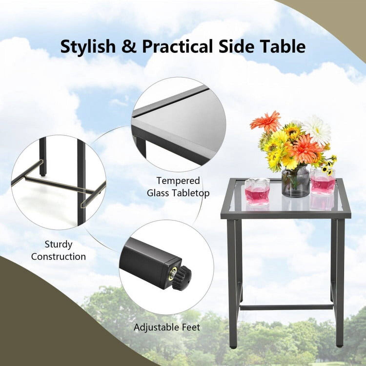 Stylish & Practical Side Table

- Tempered Glass Tabletop
- Sturdy Construction
- Adjustable Feet