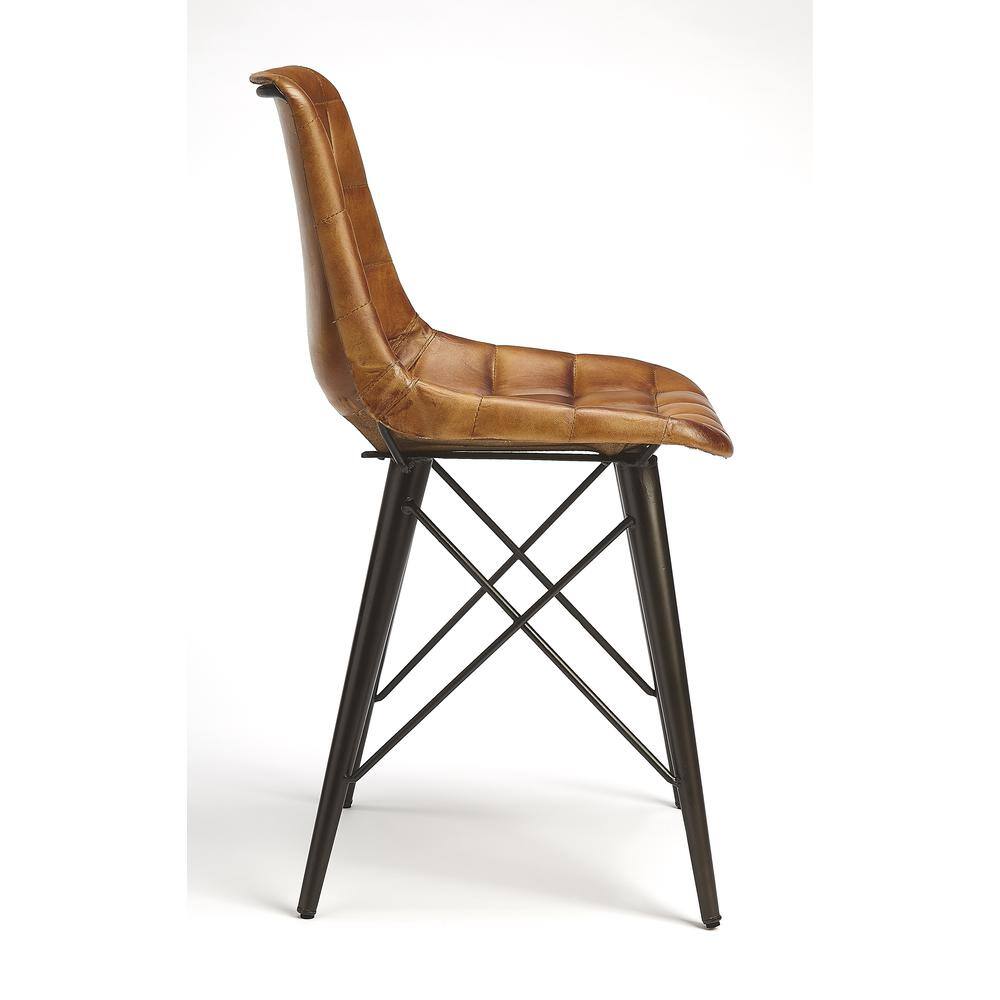 Angle. Butler Specialty - Patty Leather Side Chair - Medium Brown.