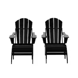 WestinTrends - Malibu 4-Piece set classic Adirondack chairs with ottoman (2 seater) - Black