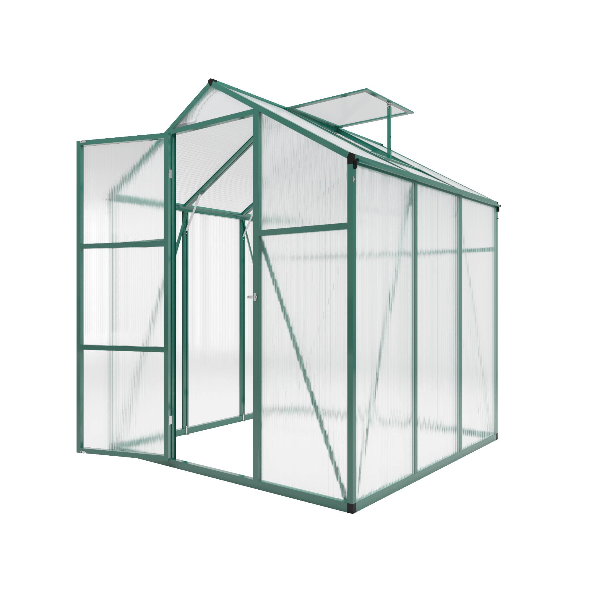 Alt View 1. Mondawe - 6x6 FT Polycarbonate Greenhouse with Raised Base and Anchor Aluminum, Gain Height Windproof Aluminum - Green.