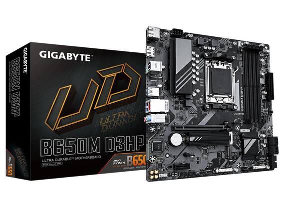 GIGABYTE
B650M D3HP
ULTRA DURABLE™ MOTHERBOARD
AMD Socket AM5
B650
AMD RYZEN
D4R Support
PCIe 5.0 x16
DDR5 Support
133-139 MM
550 DORS
GIGABYTE
CE
