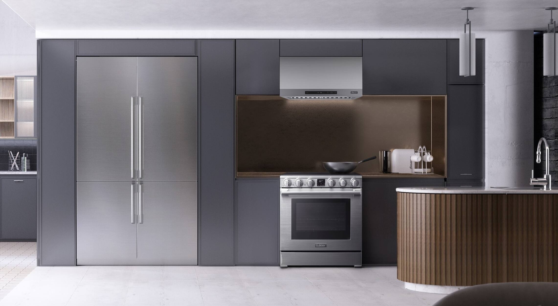 Alt View 19. Dacor - Transitional 6.3 Cu. Ft. Freestanding Electric Induction Four-Part Pure Convection 30" Range with Anti-Scratch Glass - Stainless Steel.