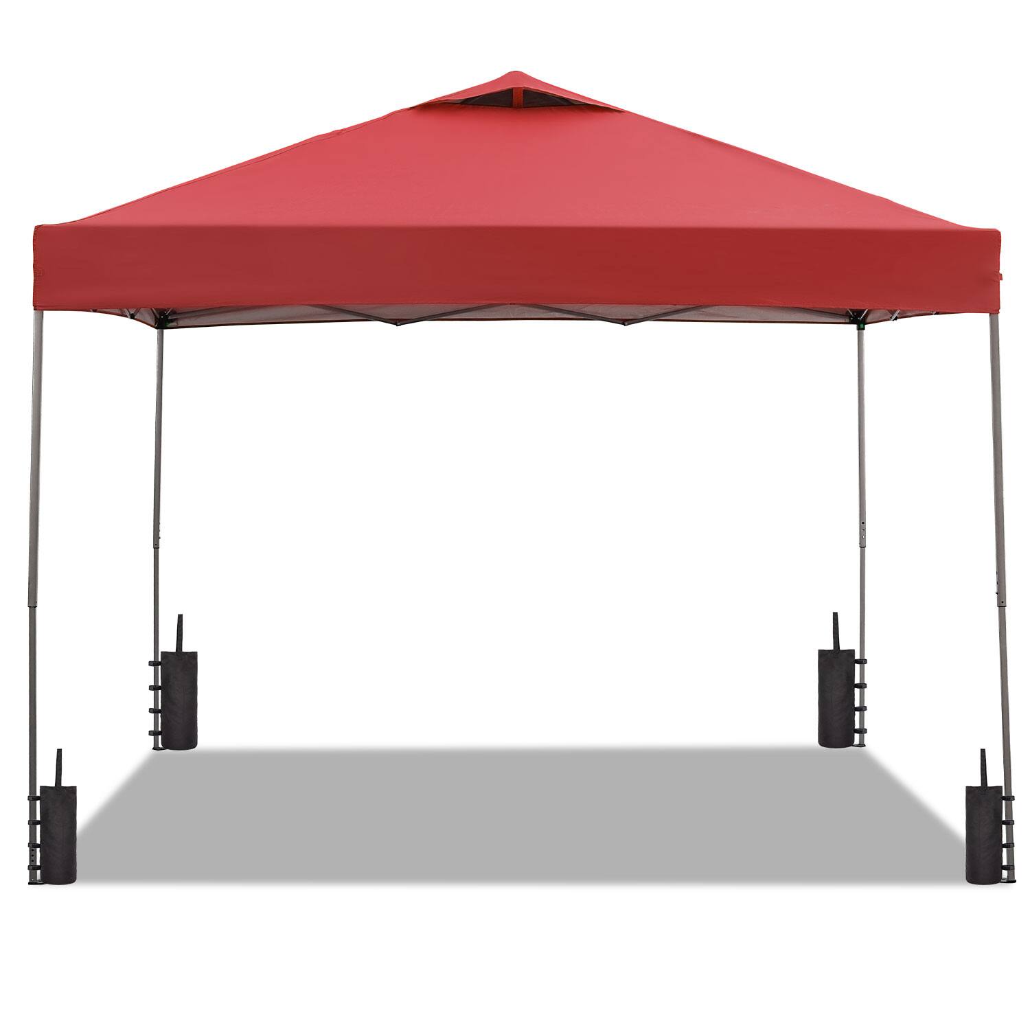 Angle. Ainfox - Ainfox 12x12 Pop Up Canopy Patio Carpas,One Push Set up with Central Lock,Hand Carry Bag,4 Sandbags - Red.
