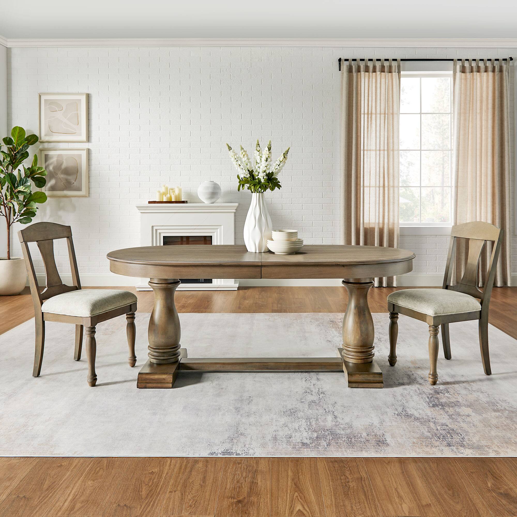 Alt View 6. Tiramisubest - 94" Extendable Wooden Dining Table for 6 Persons,Mid Century Modern Long Expandable Curved Dining Table,White Oak - White Oak.