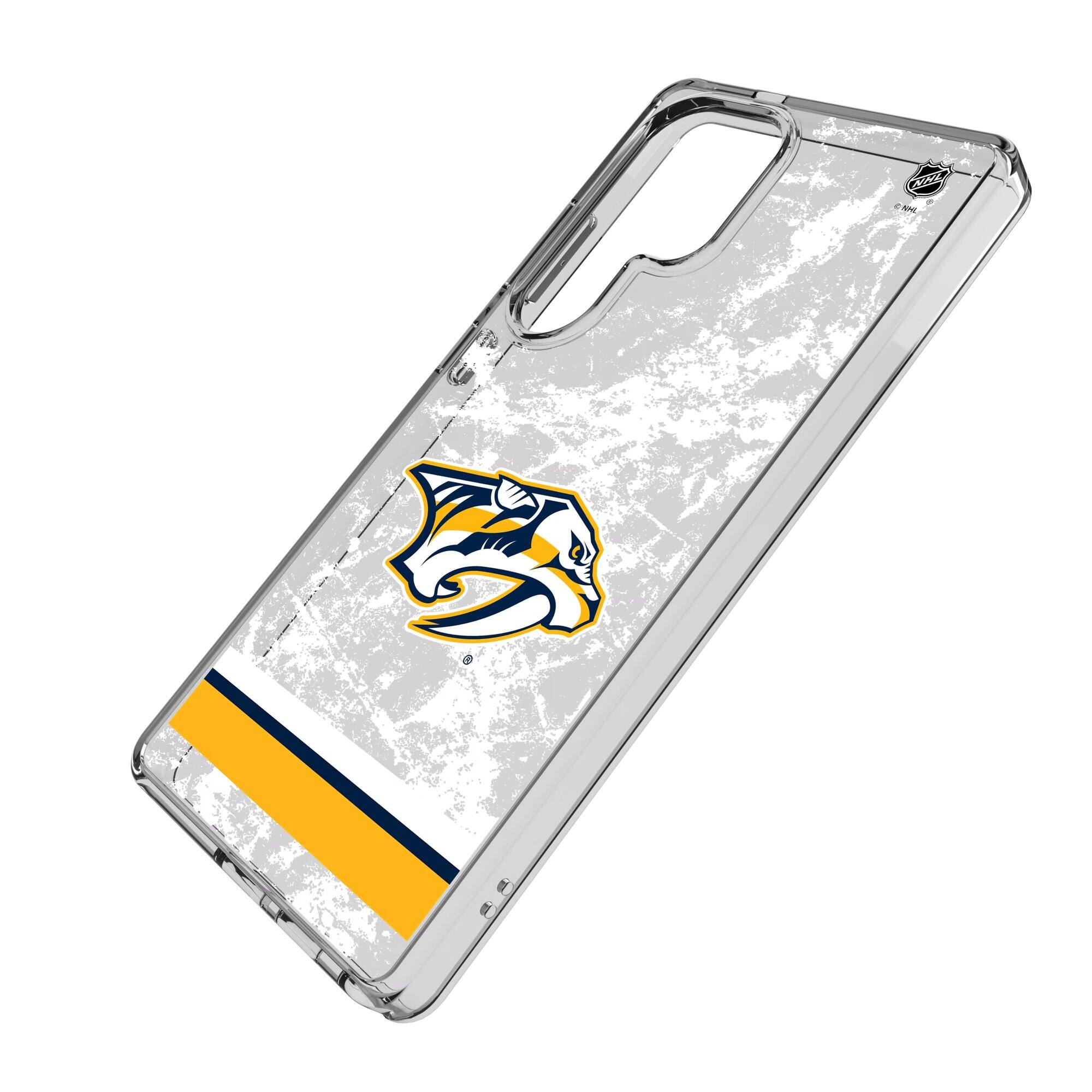 Alt View 1. Keyscaper - Nashville Predators Galaxy Stripe Clear Ice Case - S23 - Multicolor.