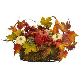 BreeBe - 9” Pumpkin, Gourd, Berry and Maple Leaf Arrangement - Multi