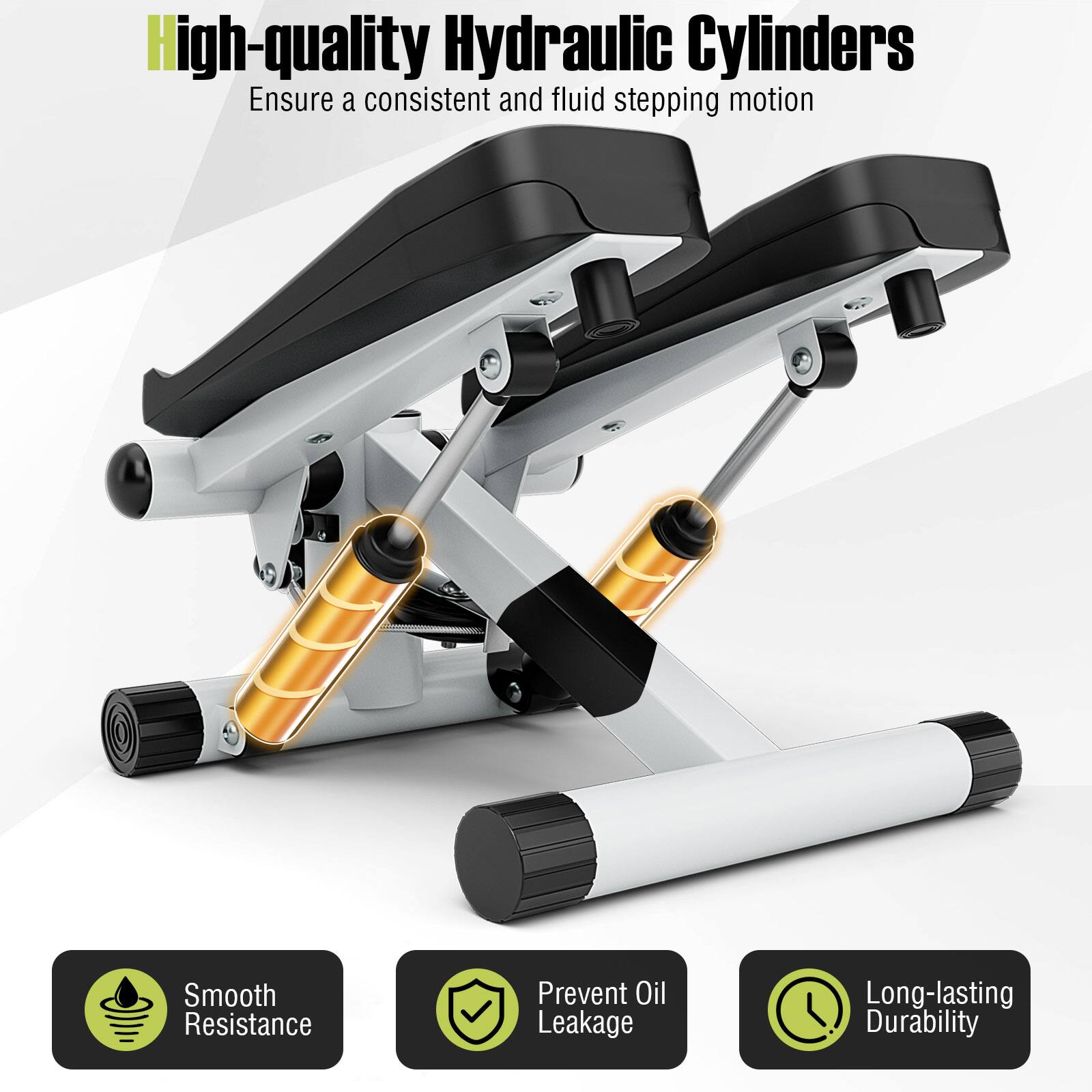 High-quality Hydraulic Cylinders: Ensure a consistent and fluid stepping motion. Smooth Resistance: Prevent Oil Leakage. Long-lasting Durability.