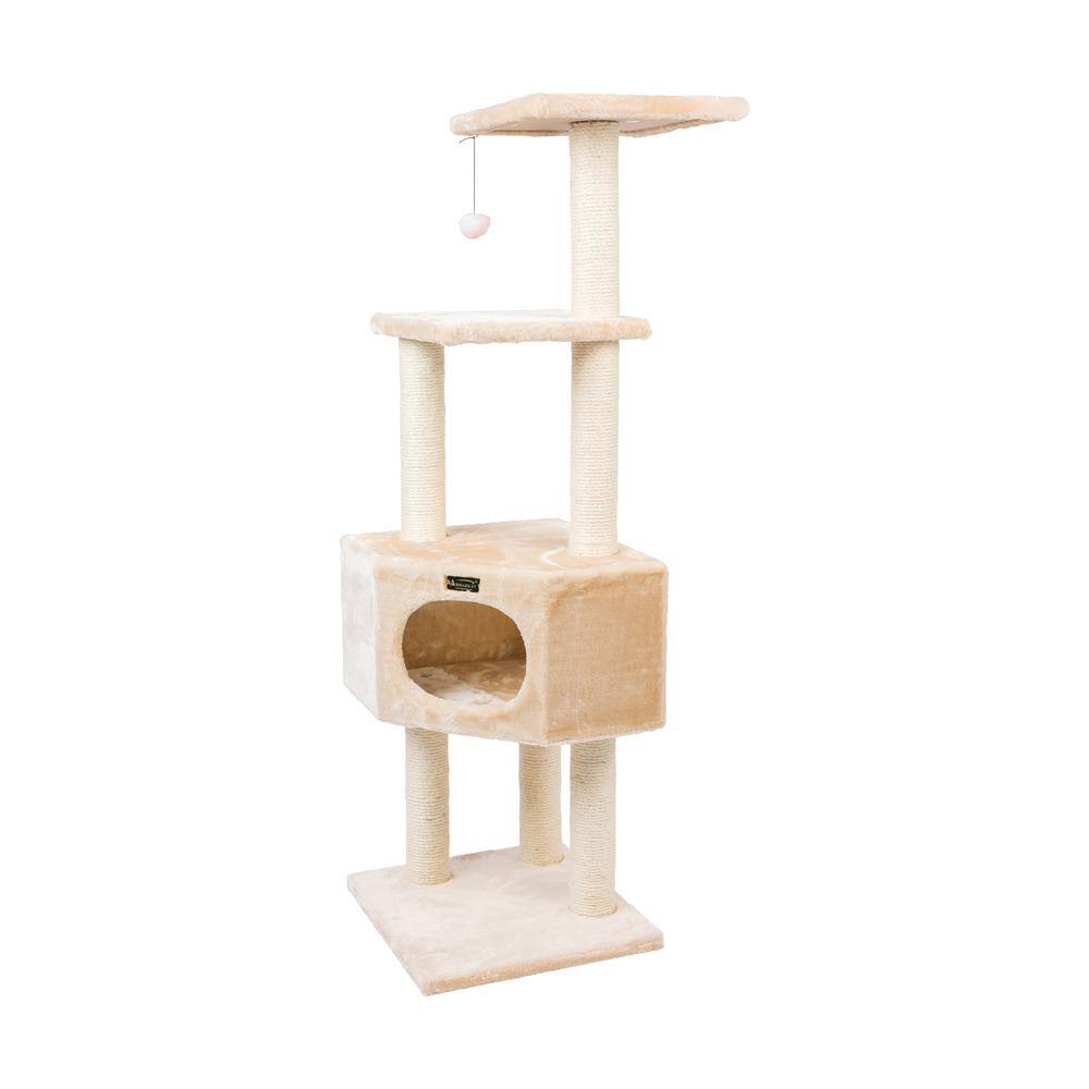 Alt View 4. Armarkat - 3 Tier Real Wood Cat Tree Scratch Furniture Beige - Beige.
