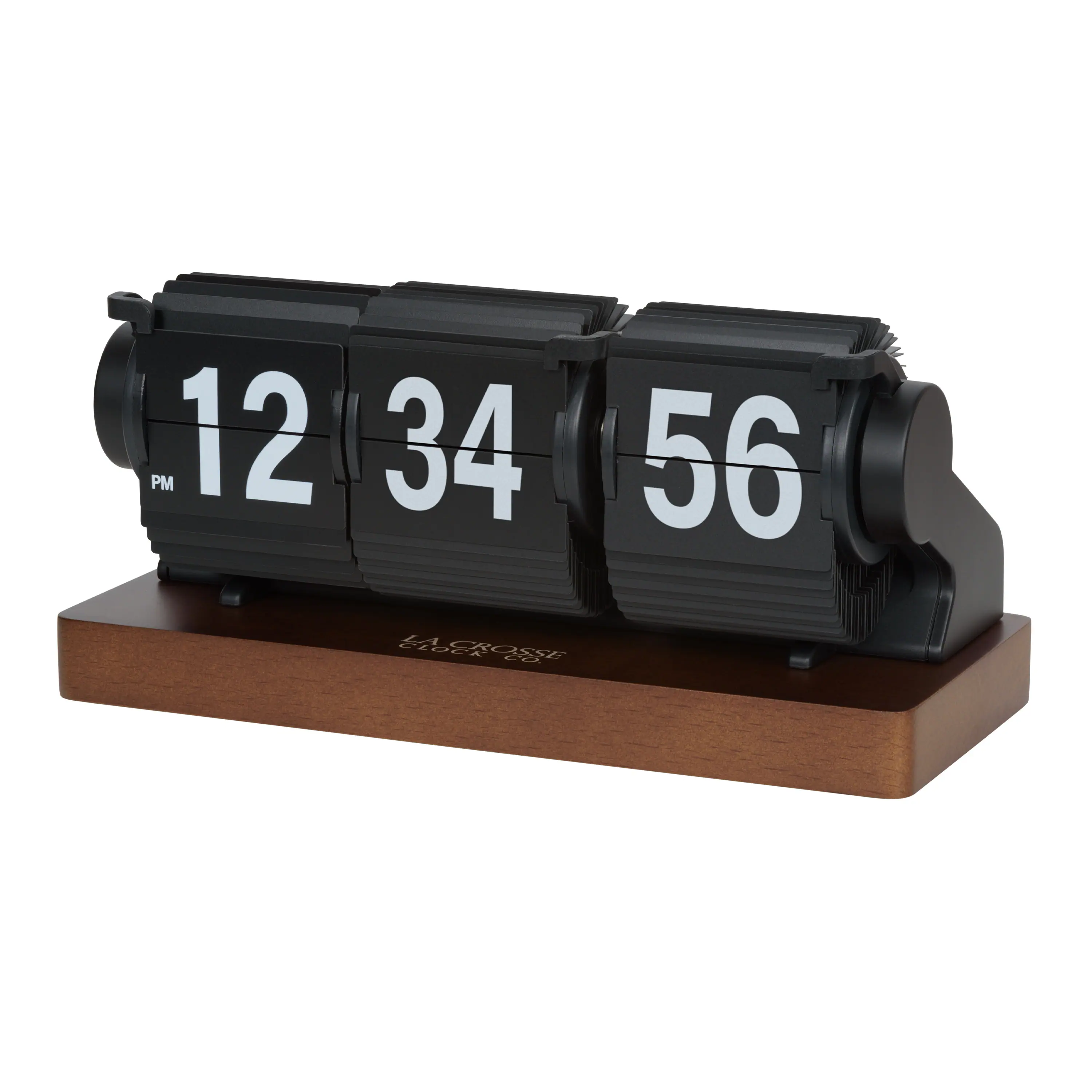 La Crosse Clock Co. - Rollins Mechanical Flip Analog Quartz Tabletop Clock - Black