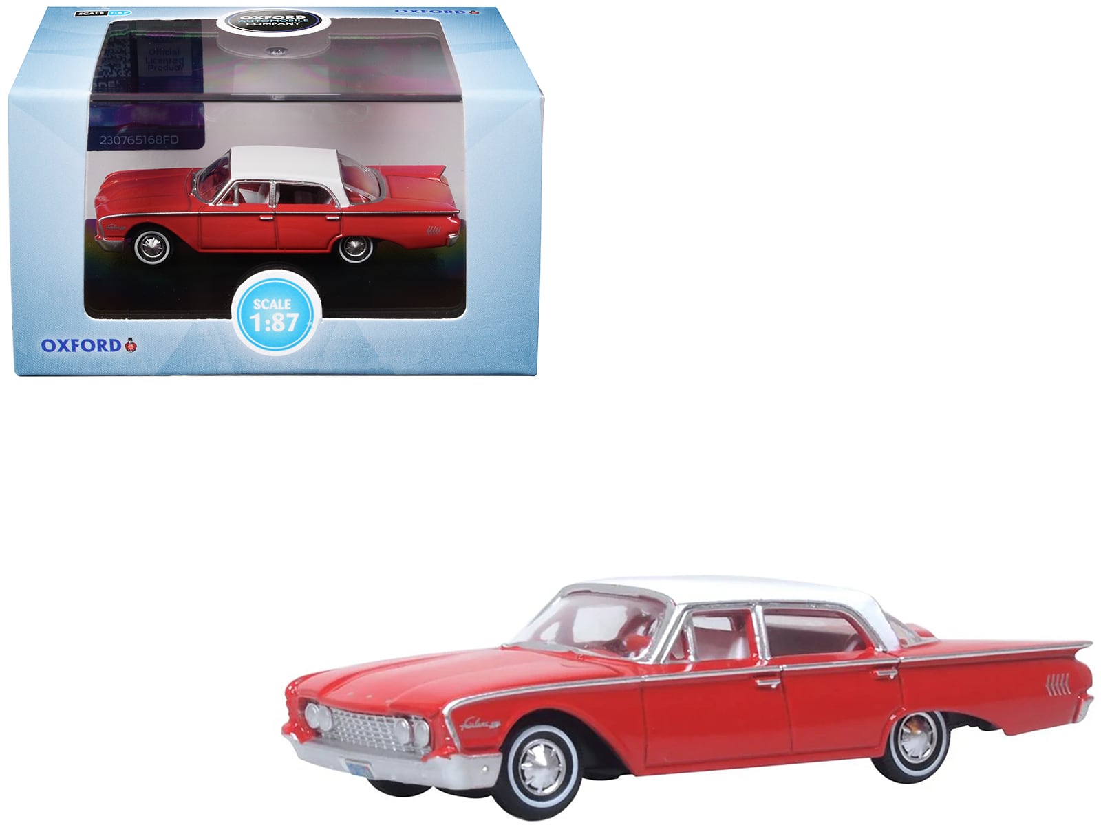 1960 Ford Fairlane Sedan 500 Monte Carlo Red with Corinthian White Top and Interior1/87 (HO) Model Car by Oxford Diecast price history on PriceWatchPro