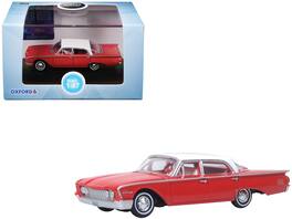 Oxford Diecast - 1960 Ford Fairlane Sedan 500 Monte Carlo Red with Corinthian White Top and Interior 1/87 (HO) Scale - Red And Corinthian White