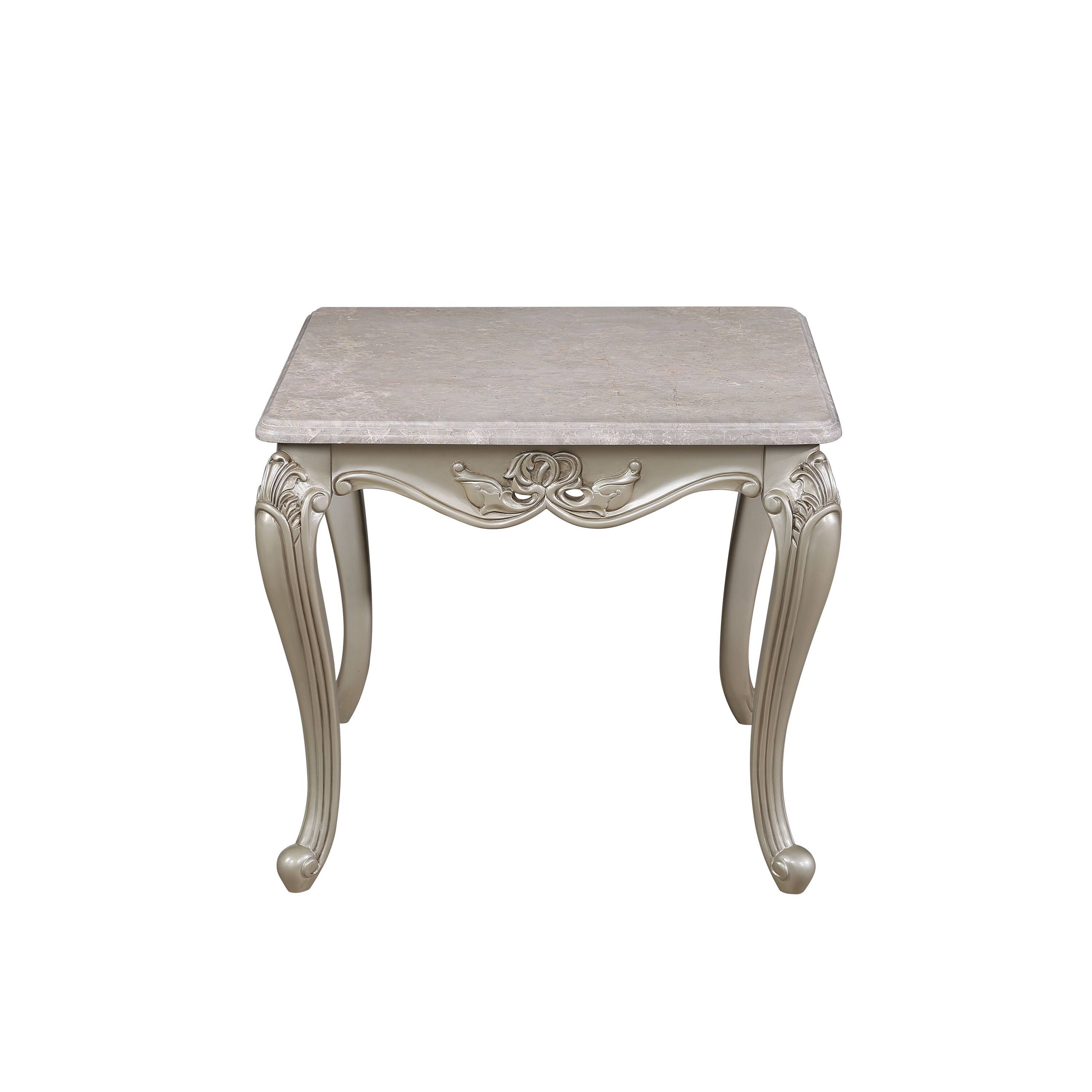 Manhattan Lane Kerra Side End Table, Marble, Classic Carved 28 Inch ...