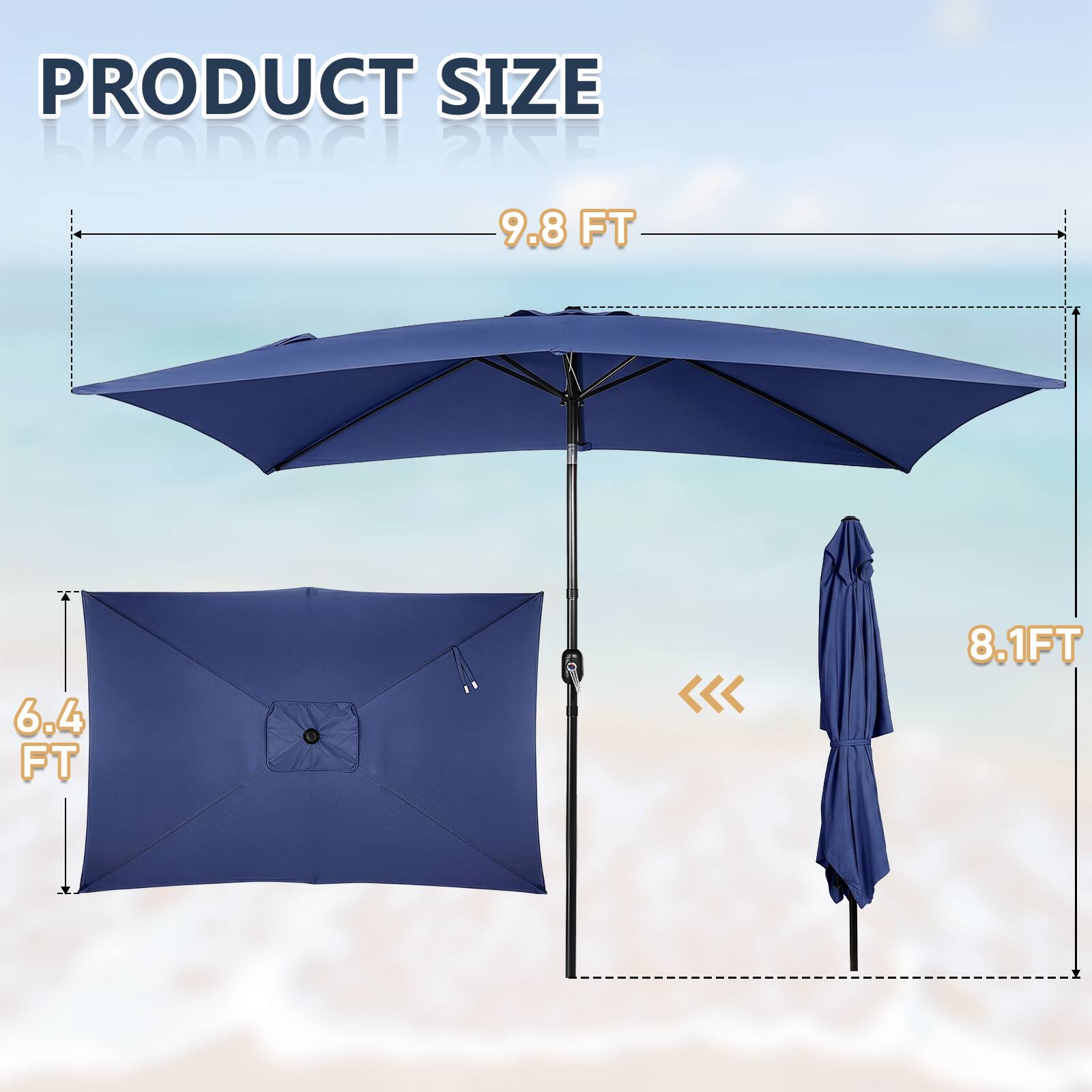 PRODUCT SIZE  
9.8 FT  
6.4 FT  
<< 8.1FT