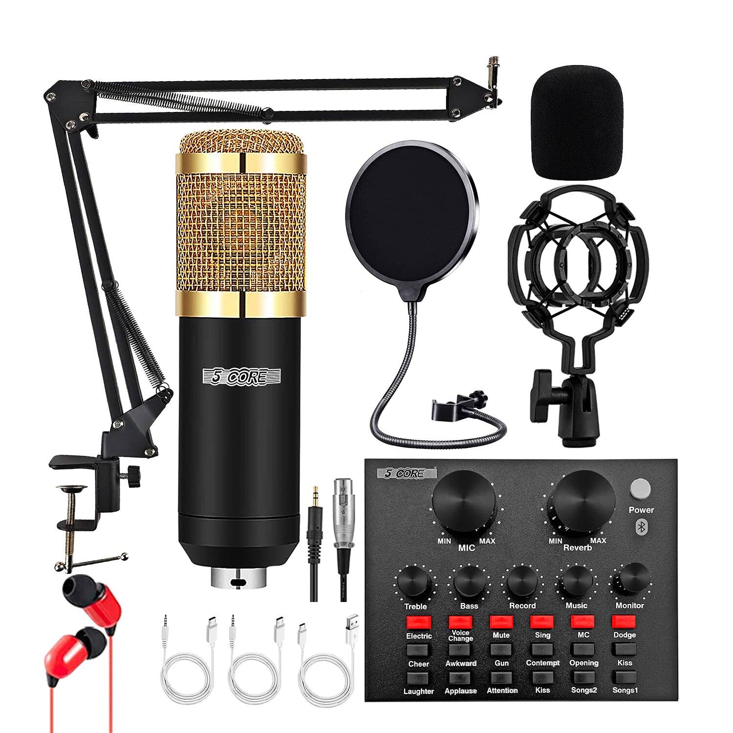 5 CORE - 5Core Recording Microphone Podcast Bundle Professional Condenser Mic Kit-RM 8 BG