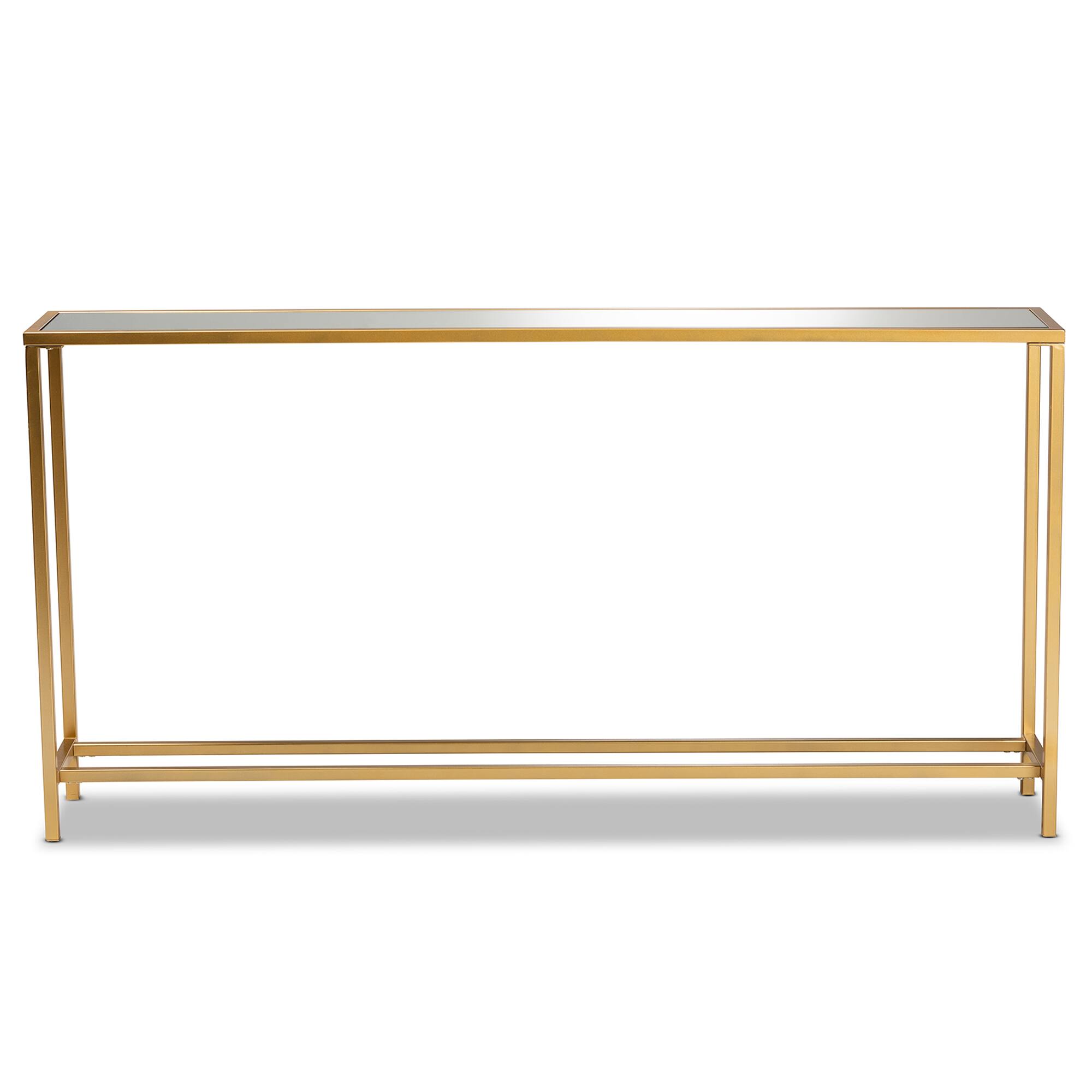 Angle. Baxton Studio - Alessa Modern and Contemporary Glam Finished Metal and MirroGlass Console Table - Gold.