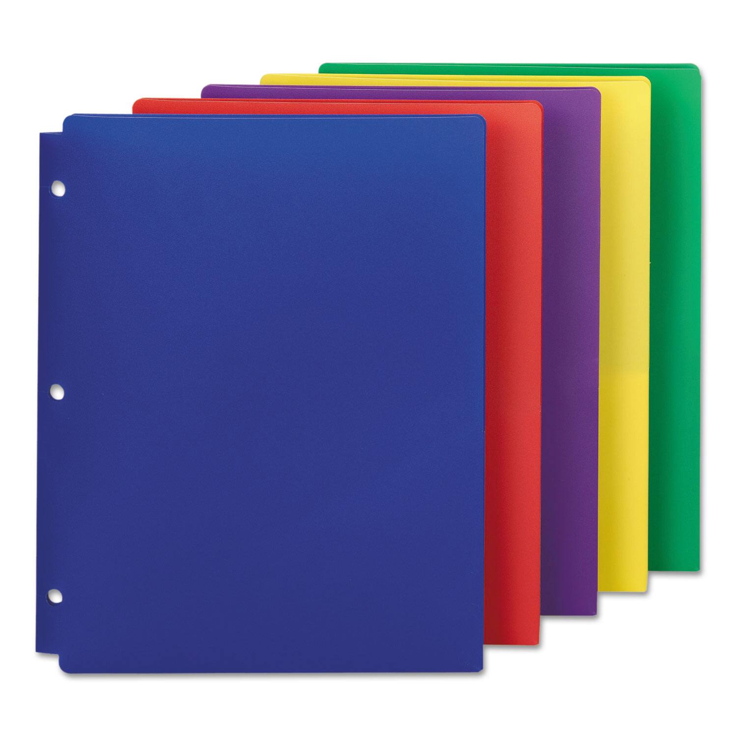 Back. Smead Manufacturing - Poly Snap-In Two-Pocket Folder, 50-Sheet Capacity, 11 X 8.5, Assorted, 10/pack.