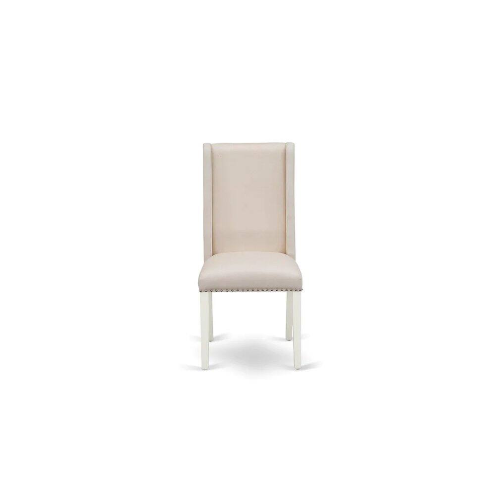 Back. East West Furniture - Dining Room Set Linen White - Brown.