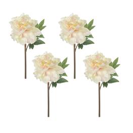 Glintex - 14 Inch Faux Peony Stem with Pink-Tinged Petals, Lifelike Fabric and Plastic Design for Elegant Home Floral Arrangements - White+Pink