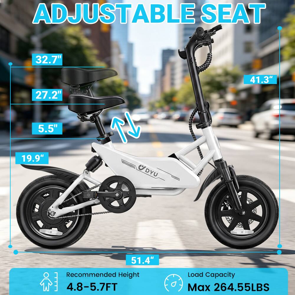 ADJUSTABLE SEAT

32.7"  
27.2"  
5.5"  
19.9"  
41.3"  
51.4"  

Recommended Height: 4.8-5.7FT  
Load Capacity: Max 264.55LBS