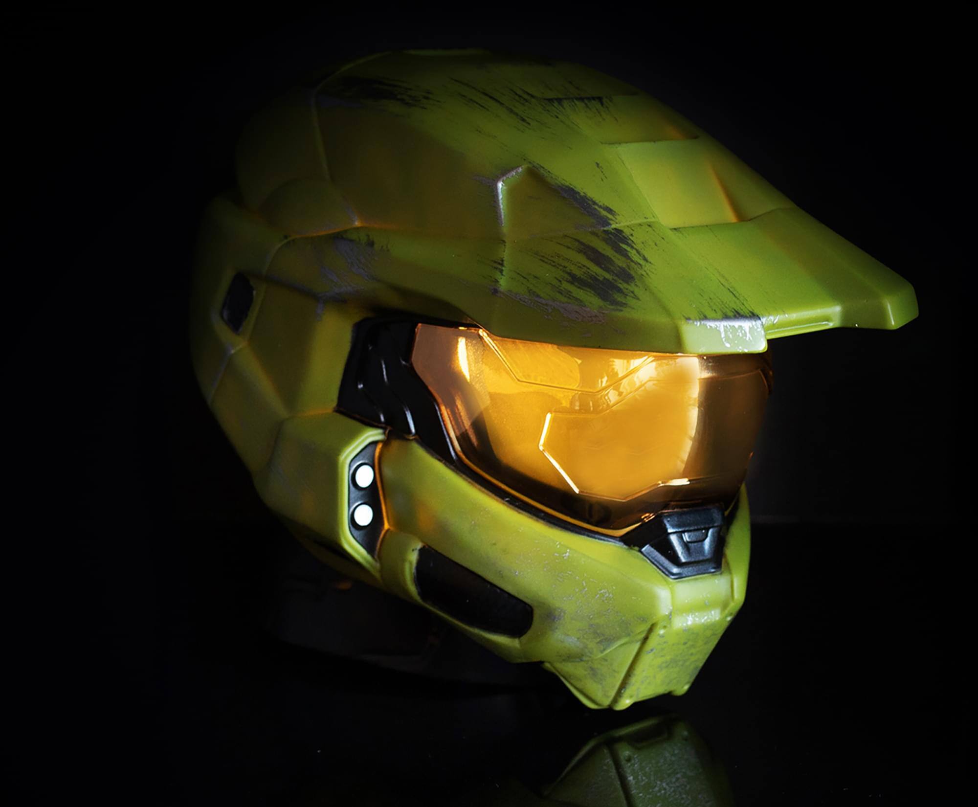 Alt View 1. Ukonic - HALO Master Chief Helmet Figural Mood Light | 6 Inches Tall - Green.