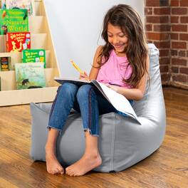 Jaxx - Pezzi Jr Kids Classroom Bean Bag Chair, Premium Vinyl - Submarine Grey