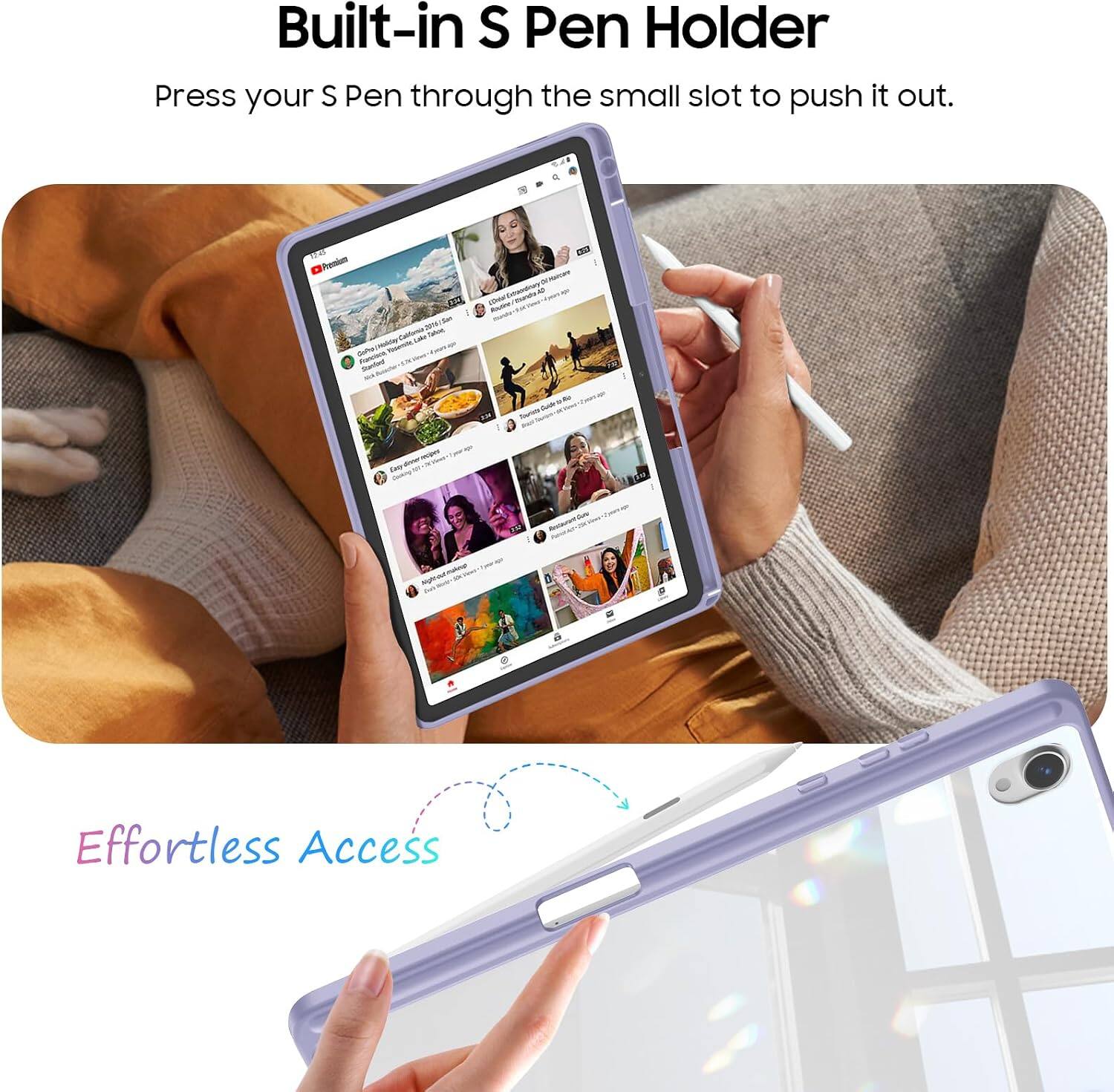 Built-in S Pen Holder  
Press your S Pen through the small slot to push it out.  

Premium  
VisitaBay - FranChico, Starded  
- 2016  
L'Oreal  
M  
Cave  

Effortless Access